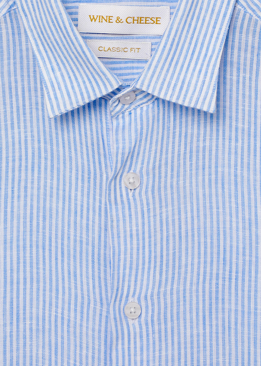 Pure Linen Stripe Shirt in Lt. Blue